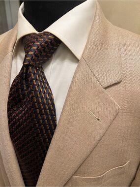 Jos. A. Bank Signature Collection Beige Herringbone Sport Coat Blazer Wool 43R